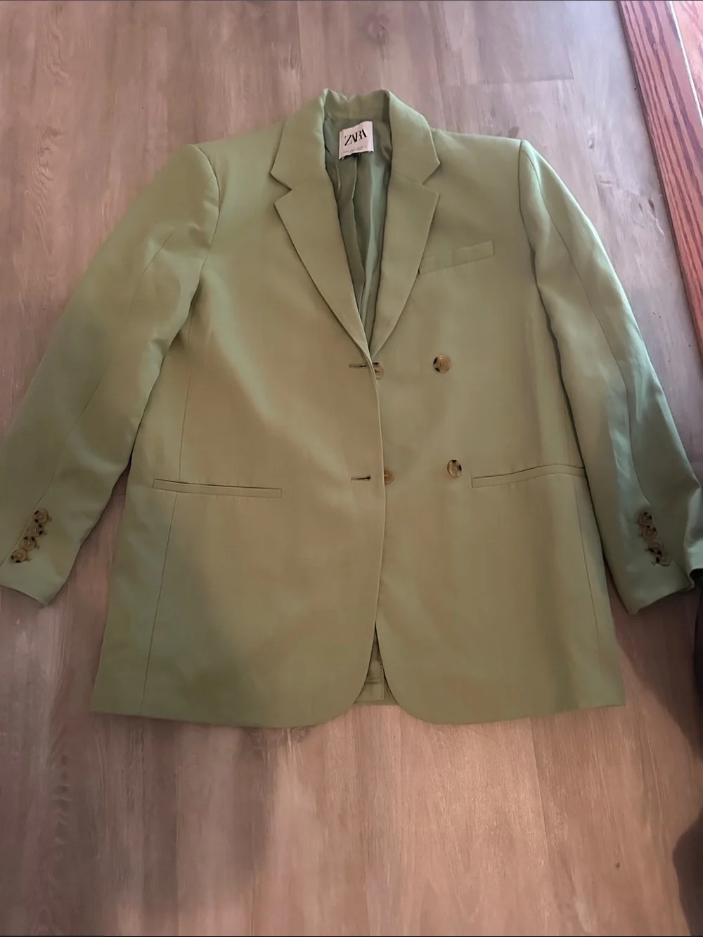Zara Mint Green Single-Breasted Tailored Blazer